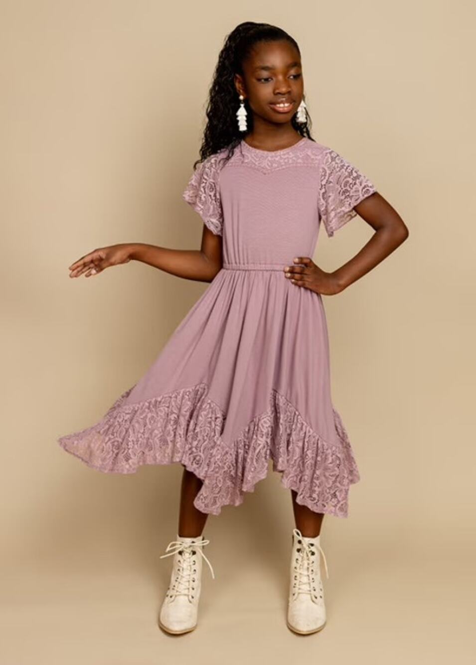 Joyfolie Mia Joy Nemia Dress in Dusty Mauve Girl’s Size 12